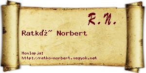 Ratkó Norbert névjegykártya